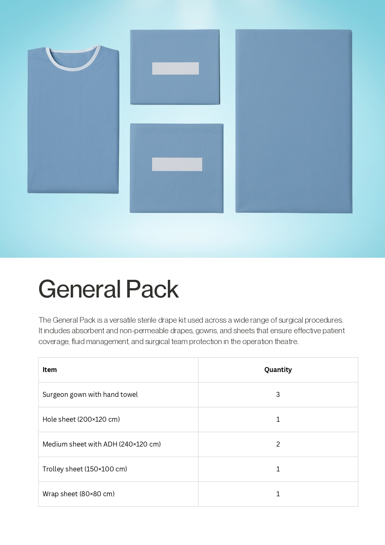 General Pack Specification Sheet